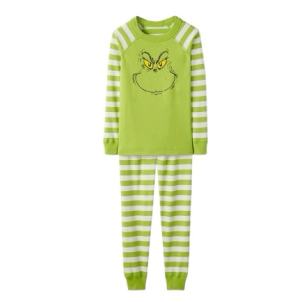 Hanna Andersson Grinch Dr Seuss Striped Pajama Set - size boys 12- long Johns